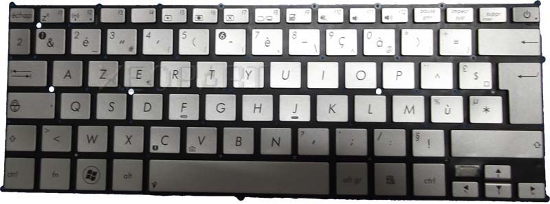 Clavier AZERTY Français Original Argent Pour ASUS Zenbook UX21E - Neuf, Remplacement
